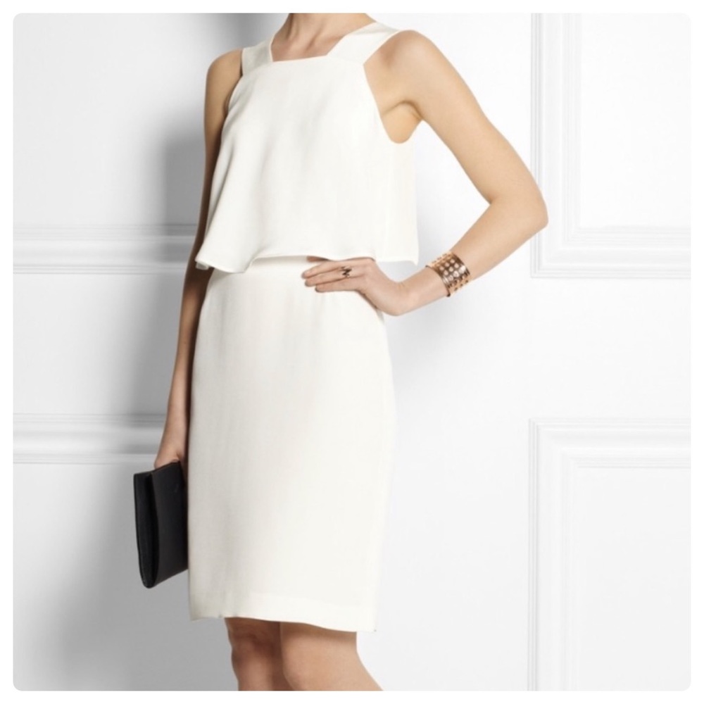 Theory 100% Silk White Cocktail Dress Size 4